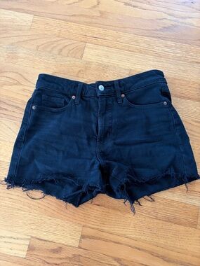 Old Navy Black High-Waist Frayed Denim Shorts
